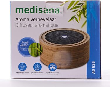 Аромадифузор Medisana AD 625 з бамбука, електричний з таймером, для ефірних олій, 100 мл, підсвічування 6 кольорів, очищувач повітря та освіжувач кімнати