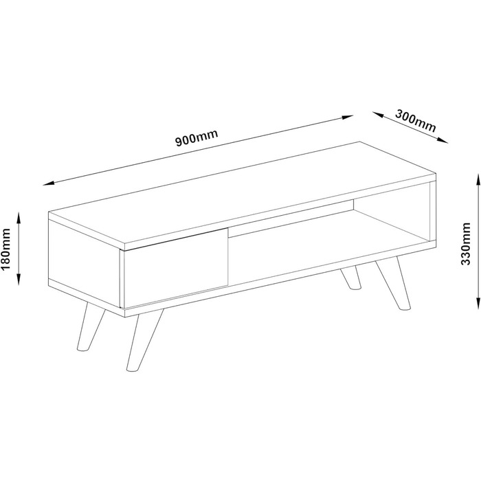 ТВ-тумба en.casa Aarup з полицею та шухлядою, дуб, 33x90x30 см