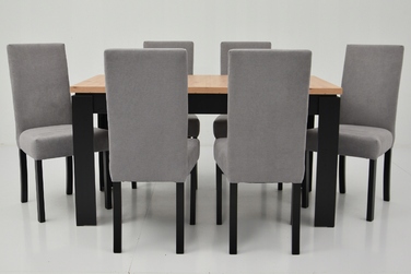 Комплект меблів ARTISAN: розкладний стіл 80x140/180 см та 6 м'яких стільців сірого кольору