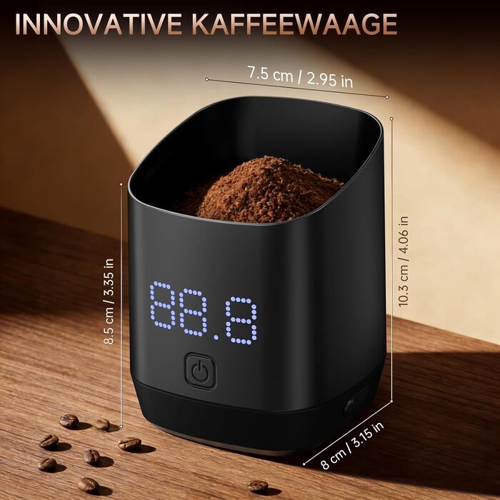 Кавова вага цифровa Kaffeewaage з LED-дисплеєм, акумуляторна, точність 0.1г, до 500г для бариста та поціновувачів кави