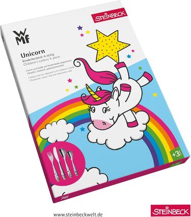 Дитячий набір столових приборів WMF Einhorn (4 шт.), нержавіюча сталь, для дітей 3-9 років, Cromargan, придатний для миття в посудомийній машині