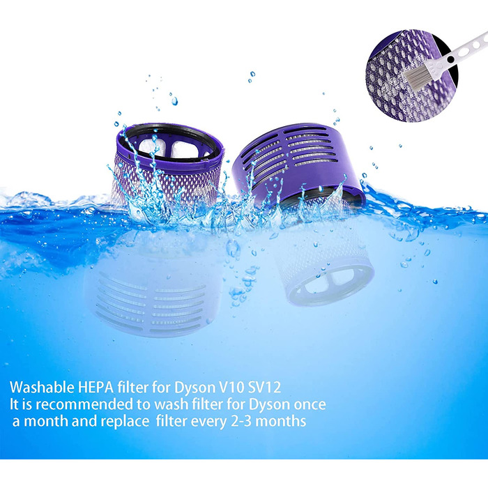 Набір з 4 фільтрів для пилососа Dyson V10 SV12, Laukowind, миючі змінні фільтри з щіткою для моделей Cyclone, Animal, Absolute, заміна DY-969082-01