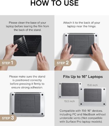 Підставка для ноутбука MOFT: складана, регульована (2 кути), чорна. Для MacBook Air/Pro 11-16