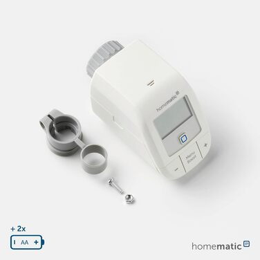 Homematic IP Термостат на радіатор Basic – Розумний дім, цифровий термостат для опалення, керування через додаток, сумісний з Alexa та Google Home, проста установка, економія енергії, 153412A3