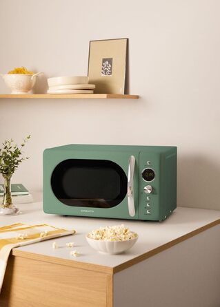 Мікрохвильова піч ретро Salbeigrün 20л з грилем та LCD дисплеєм 900W