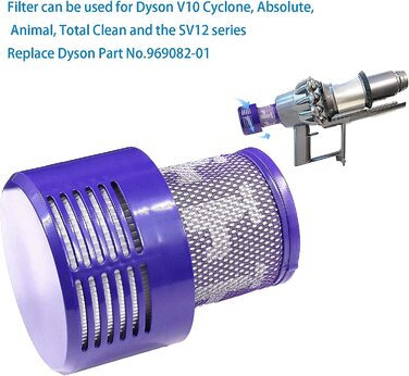 Набір з 4 фільтрів для пилососа Dyson V10 SV12, Laukowind, миючі змінні фільтри з щіткою для моделей Cyclone, Animal, Absolute, заміна DY-969082-01