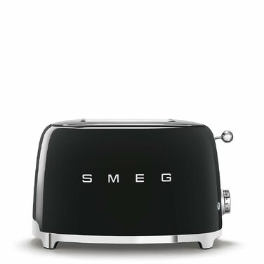 Тостер Smeg TSF01CREU 2-слотовий, чорний - 6 рівнів підсмажування, функція розморожування та підігріву, 950 Вт