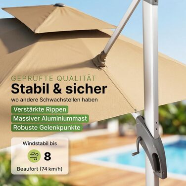 Підставка для парасольки Gartenzeit® мобільна, чорна, 84x84x21 см, до 162 кг, з колесами