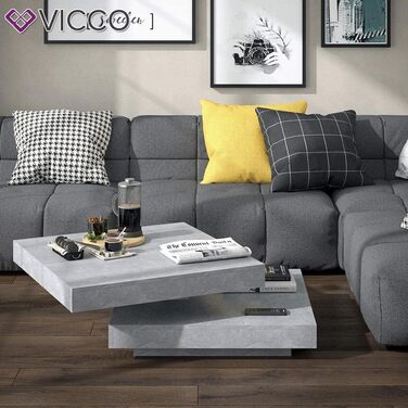 Журнальний стіл Vicco Elias, бетон, 70x34 см