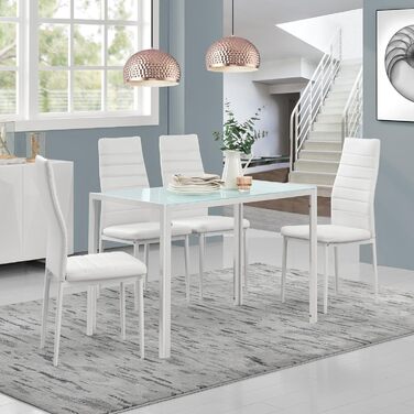 Скляний обідній стіл [en.casa] 105x60x75 см, білий