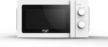 Мікрохвильова піч Adler AD 6205, 700 Вт, 20 л, біла