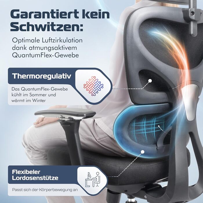 Офісний стілець CleverSeat Ergonomisch - регульований, для дому та геймінгу, до 150 кг