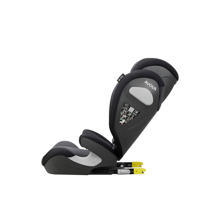 Дитяче автокрісло AVOVA Sora-Fix сіре та чорне, 100-150 см, 4-12 років, із Isofix, бустер