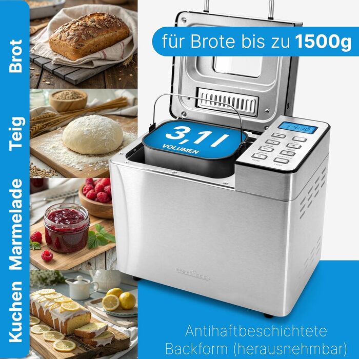 Хлібопічка ProfiCook PC BBA 1282 з таймером, 13 програм, регулювання кольору скоринки