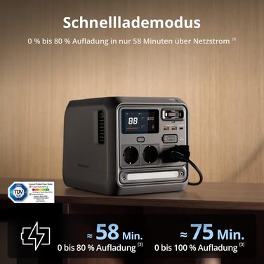 Портативна зарядна станція DJI Power Station 1024Wh 2600W, LiFePO4 акумулятор, швидка зарядка, сонячна панель, для кемпінгу та дому