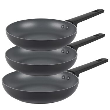 Набір сковорідок Russell Hobbs COMBO-8694 Shield 3 шт. (20/24/28 см) з антипригарним покриттям для індукції, стійкий до металевого посуду, 5 років гарантії, чорний