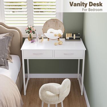 Письмовий стіл WOHOMO з шухлядами 80 см для дому та офісу, білий комп'ютерний стіл
