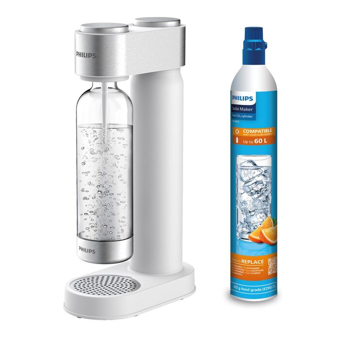 Сифон для газування води Philips GoZero ADD4902BK/10, пластиковий, 1 л, білий