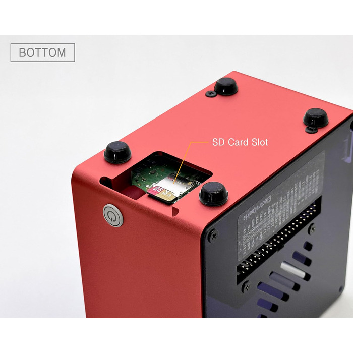 Алюмінієвий корпус ElectroCookie Mini Tower для Raspberry Pi 5 з вентилятором і підсвіткою RGB (червоний)