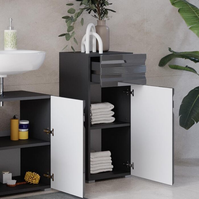Пенал для ванної Vicco Freddy, антрацит глянець, 36x79 см