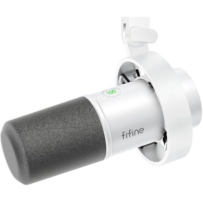 Динамічний XLR USB-мікрофон FIFINE для студії, стрімінгу, подкастів, геймінгу, ПК, PS4/5, Mac, мікшерів і звукових карт, білий