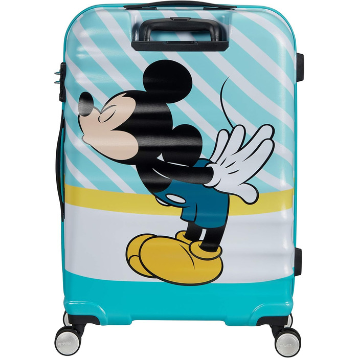 Валіза American Tourister Wavebreaker Disney Mickey Blue Kiss, 67 см, 64 л, багатобарвна, на колесах-спінерах