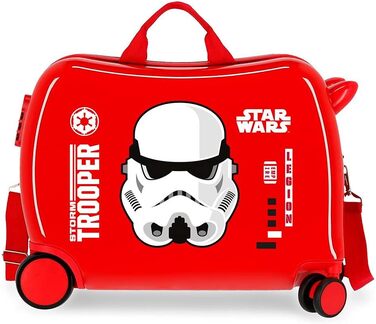 Дитяча валіза Star Wars, червона, 50x38x20 см, жорсткий корпус ABS, кодовий замок, 34 л, 4 колеса, ручна поклажа