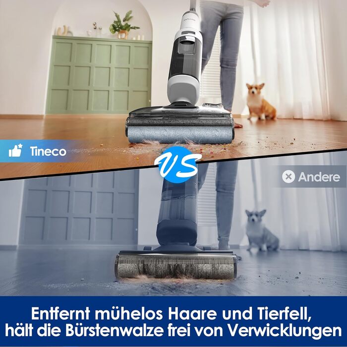 Tineco FLOOR ONE S6 Combo: акумуляторний миючий пилосос 2-в-1 для підлоги, килимів, меблів (з функцією сушіння)
