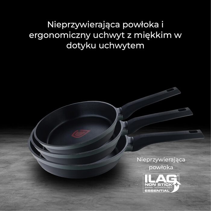 Набір посуду MasterPRO Gastro Reeco, 14 предметів: сковорідки 20/24/28 см, каструлі 20/24/28 см, сотейник 16 см з кришкою, литий перероблений алюміній, антипригарне покриття Heatdot