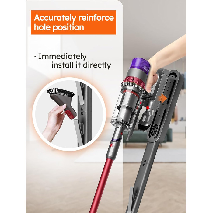Підставка для пилососа Dyson Gen5, V16, V15, V12, V11, V10, V8, V7, V6 — металева стійка без свердління, 4 гачки для аксесуарів, темно-сіра