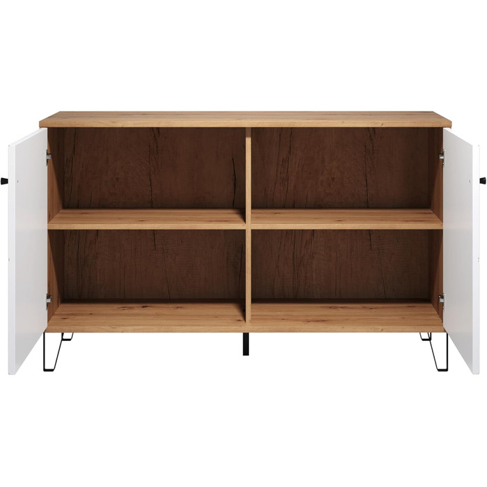 Тумба Trendteam Smart Living Touch Artisan Eiche/Weiß з 2 дверцятами та 4 відділеннями (123 x 76 x 40 см) - житловий шафчик з металевими ніжками