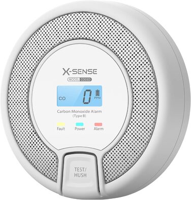 Виявник CO X-Sense з цифровим дисплеєм, датчик вуглекислого газу, 10 років служби, акумулятор замінюється, сертифікат EN 50291, CO03D автономний