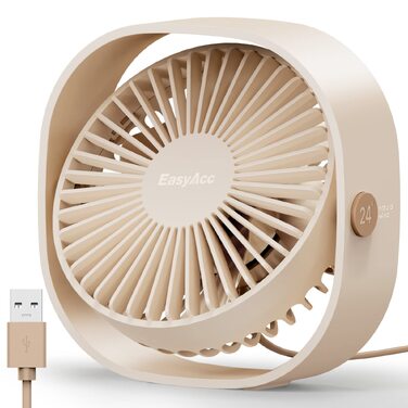 Вентилятор USB EasyAcc міні портативний для столу з регулюванням швидкості та поворотом на 360° (шампань)