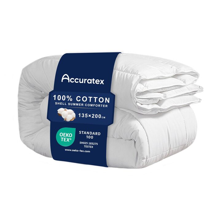 Зимова ковдра ACCURATEX з 100% бавовняним чохлом, щільність 450 г/м², розмір 135×200 см (з літнім наповнювачем 250 г/м²)