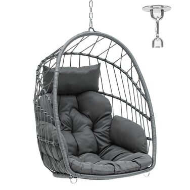 Крісло-гойдалка YITAHOME для дому та саду, сіре, з подушками, 150 кг, 105x74x72 см