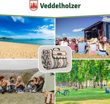 Водонепроникна пляжний коврик Veddelholzer Boho 200 x 200 см, ізольована підстилка для пікніка, кемпінгу та парку, стійка до піску