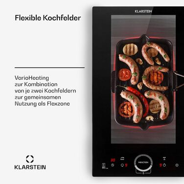 Плита індукційна Klarstein 30 см, 4 конфорки, склокераміка, сенсорне управління, таймер, 3500 Вт, чорна