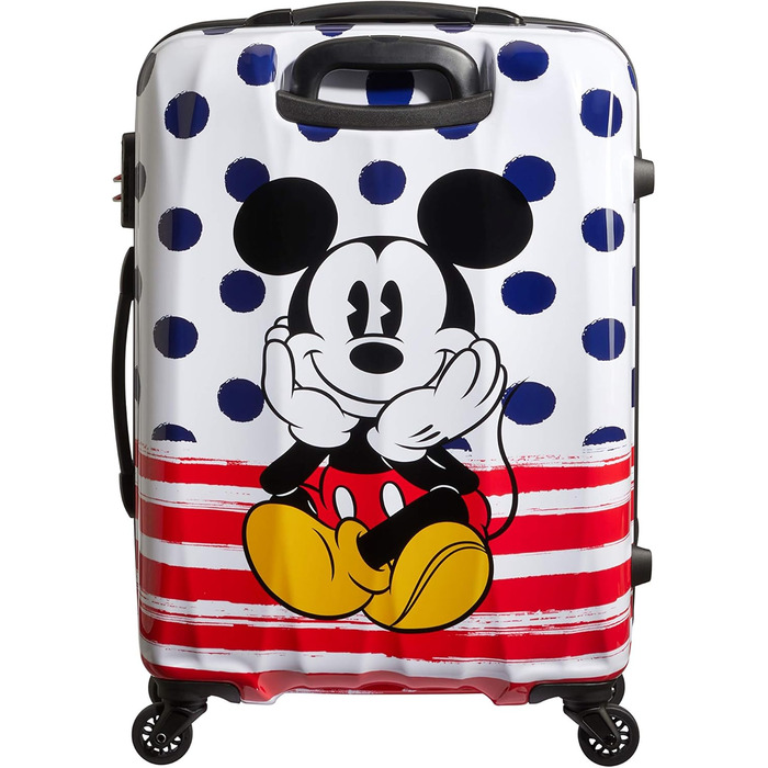 Чемодан American Tourister Disney Legends Mickey Blue Dots, синій, з принтом Міккі Мауса, жорсткий пластик