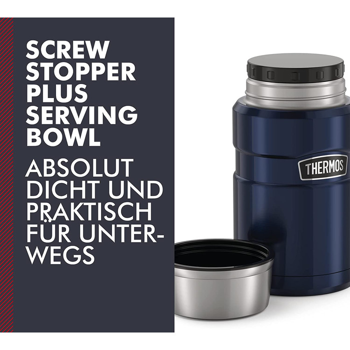 Термос для їжі Thermos Stainless King 710 мл, нержавіюча сталь, 14 годин гаряче / 24 години холодне, для супу, мюслі, рагу, герметичний, без ложки, синій, можна мити в посудомийній машині