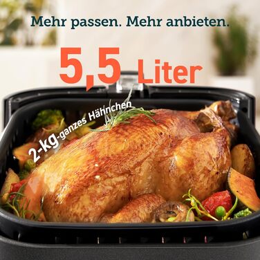 Аерофритюрниця COSORI 5,5 л XXL, цифровий LED-екран, 13 програм, без олії, 1700 Вт, чорна, преміум