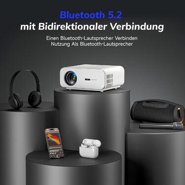 Smart-проектор Beamer 4K C12CNEW з автофокусом та автокоррекцією трапеції, Full HD 1080P, 28000 Люмен, WiFi, Bluetooth 5.2, для домашнього кінотеатру, сумісний з Netflix