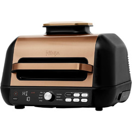 Електрогриль Ninja Foodi MAX PRO 7-в-1 з плоскою планчою, аерофритюрницею 3,8 л, цифровим термощупом, мідний/чорний, AG651EUCP