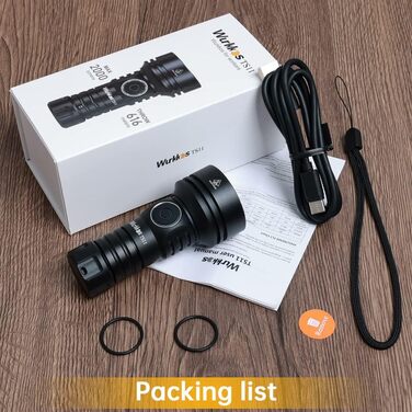 Ліхтарик Wurkkos TS11 Mini LED 2000 люменів з RGB, дальність 616 м, USB-C заряджання, акумулятор 18350, TIR-лінза, чорний, для туризму та активного відпочинку
