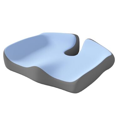 Подушка ортопедична з піни Memory Foam для офісного крісла та автосидіння, дихаючий чохол, синя