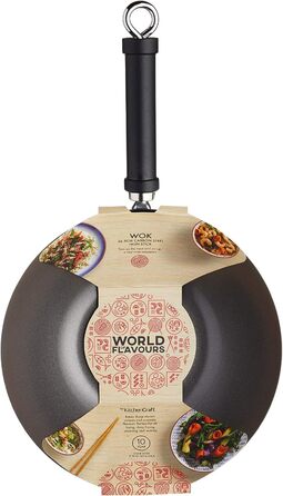 Вок KitchenCraft Pure Oriental з вуглецевої сталі з антипригарним покриттям, 20 см