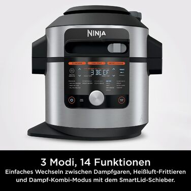 Мультиварка Ninja Foodi MAX 7,5 л 14-в-1 з розумною кришкою, скороварка, аерофритюрниця, повільноварка, термощуп, нержавіюча сталь, OL750EU