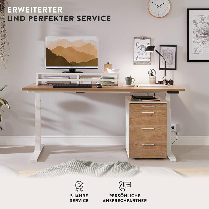 Електричний регульований стіл boho office 120x80 см, 2 мотори, пам’ять, чорна стільниця з фанерною кромкою, білий каркас RAL9016