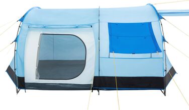Сімейний намет CampFeuer Zelt Super+ на 4 особи: великий тунельний намет з 2 входами, тамбуром та водонепроникністю 3000 мм (Блакитний/Чорний)