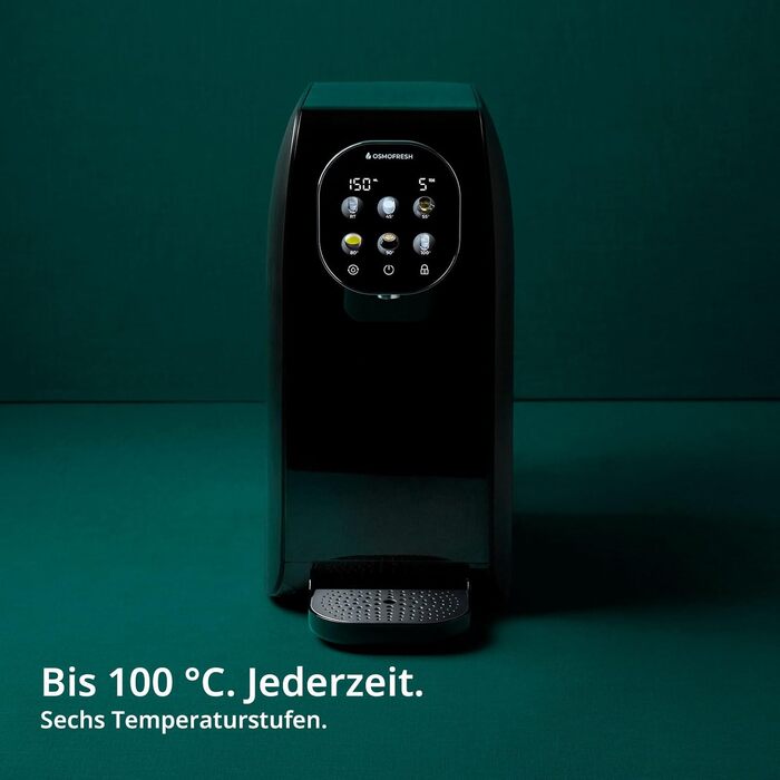 Система зворотного осмосу OsmoFresh Quella Pro Black з гарячою водою та 7-ступеневою фільтрацією для кухні, офісу, кемпера - чиста питна вода без вапняного нальоту