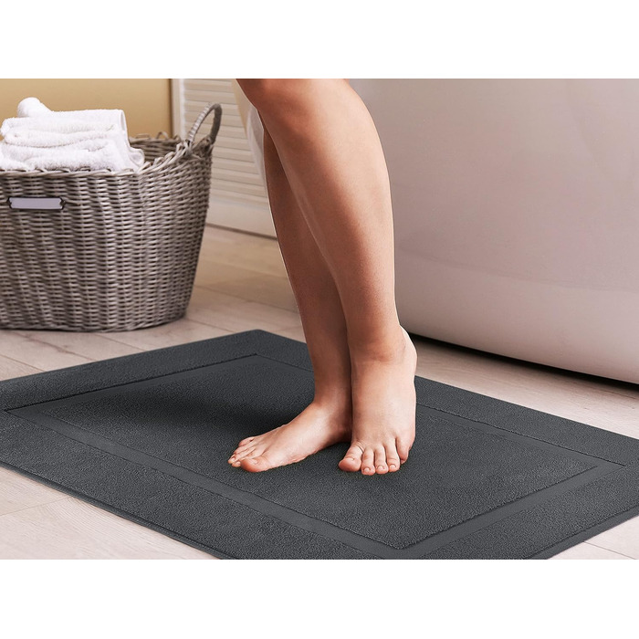Бавовняний килимок для ванної Utopia Towels, 2 шт, 53x86 см, сірий, махровий, праний